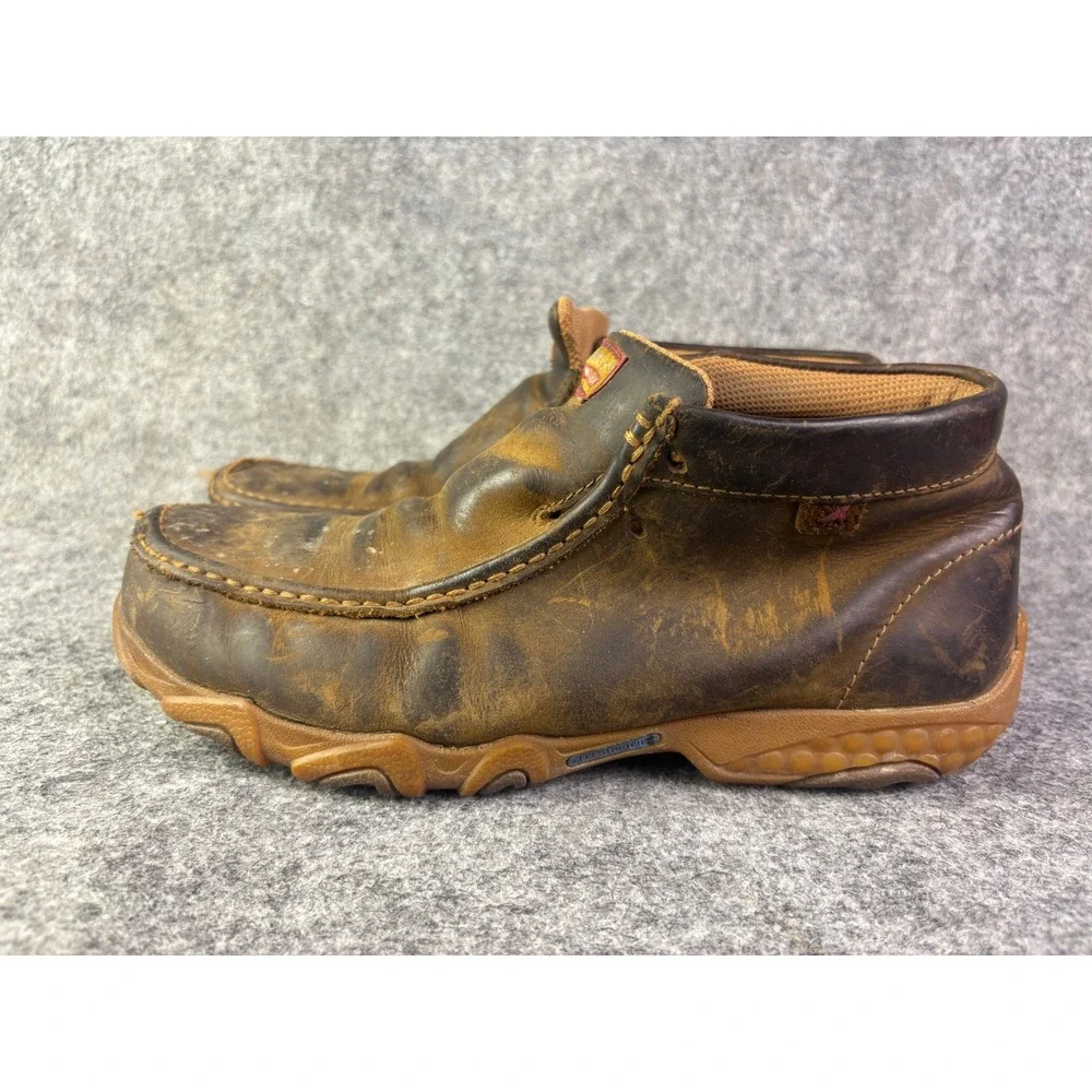 Twisted X Work‎ Driving Mocs Mens Size 8 Brown Leather CellStretch Boots